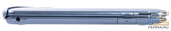 Левый торец Samsung ATIV Smart PC 500T1C-H01: разъем питания, microHDMI, регулятор громкости, USB