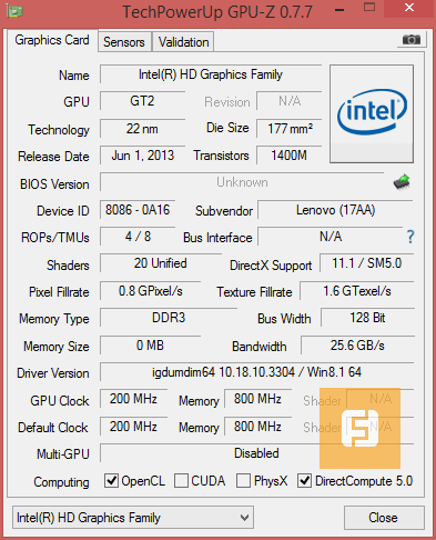 Характеристики Intel HD Graphics 4400