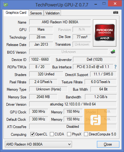 Характеристики видеокарты AMD Radeon HD 8690A