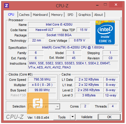 Характеристики Intel Core i5-4200U